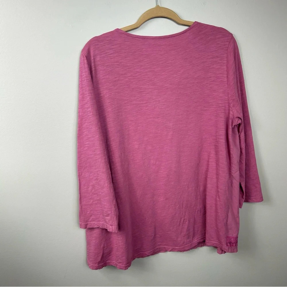 Soft Surrounding 20" sleeve embroidered pink top blouse tunic Sz L - Picture 2 of 8